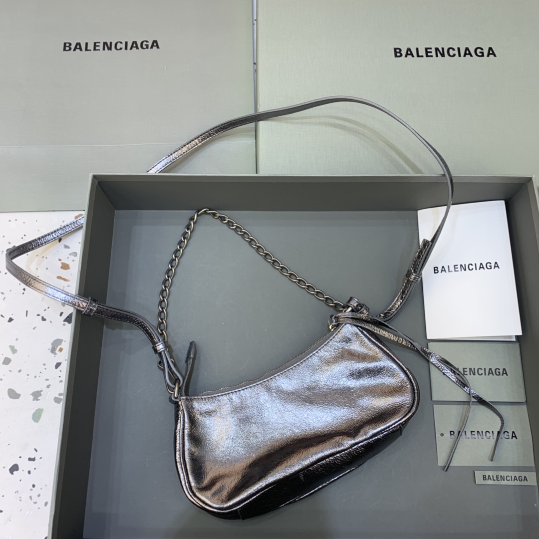 Balenciaga Le Cagole Mini Bag With Chain Shoulder Bag Silver